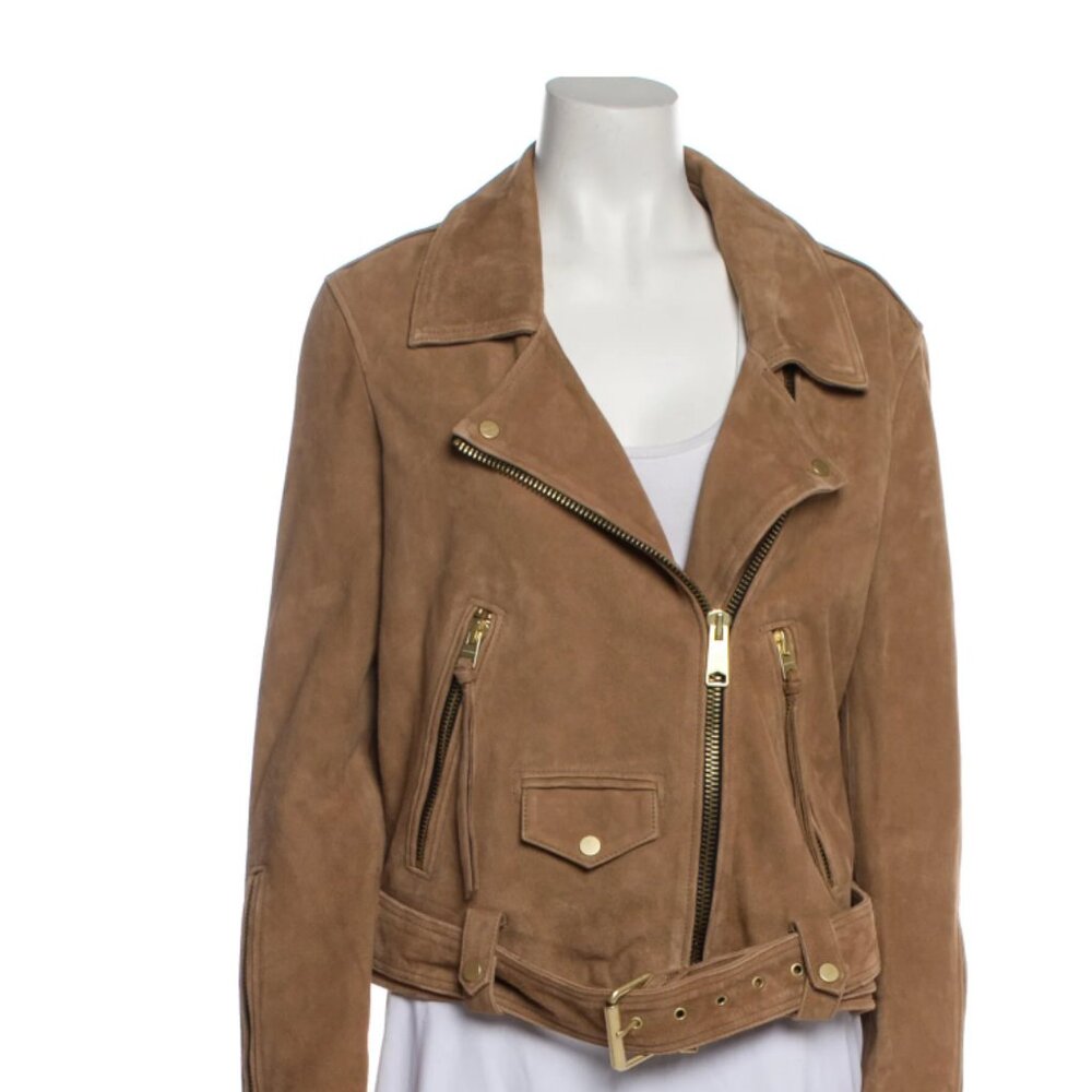 AllSaints Tan Goat Leather Biker Jacket Size M